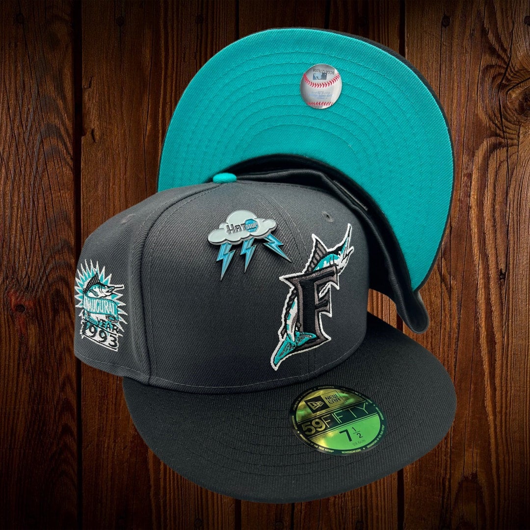 Florida Marlins New Era Charcoal Gray/Black Bill And Teal Bottom