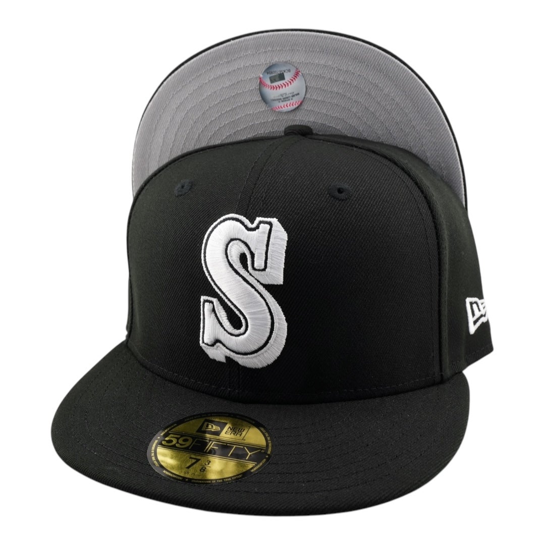 【海外限定】NEW ERA 59FIFTY Seattle Mariners White/Black New Era 59Fifty Men Women Hat Basic Seattle Mariners Black