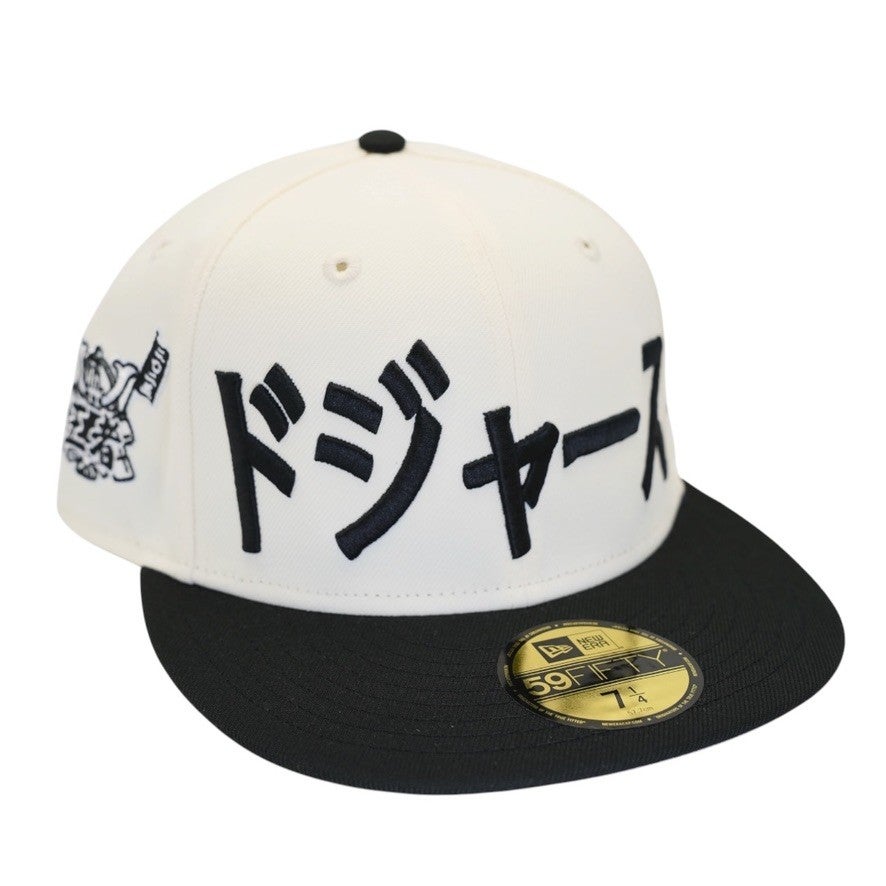 帽子 Chrome embroided black and white cap Los Angeles Dodgers Chrome White/Black And Gray Bottom With World