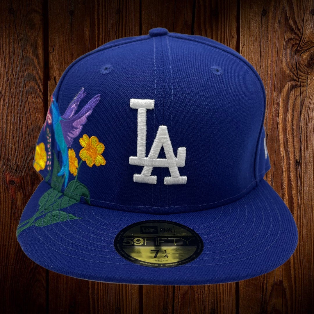 Ya Los Angeles Teal Hat with Floral Embroidery New Era 59FIFTY Floral Los Angeles Dodgers Light Blue  main image 4