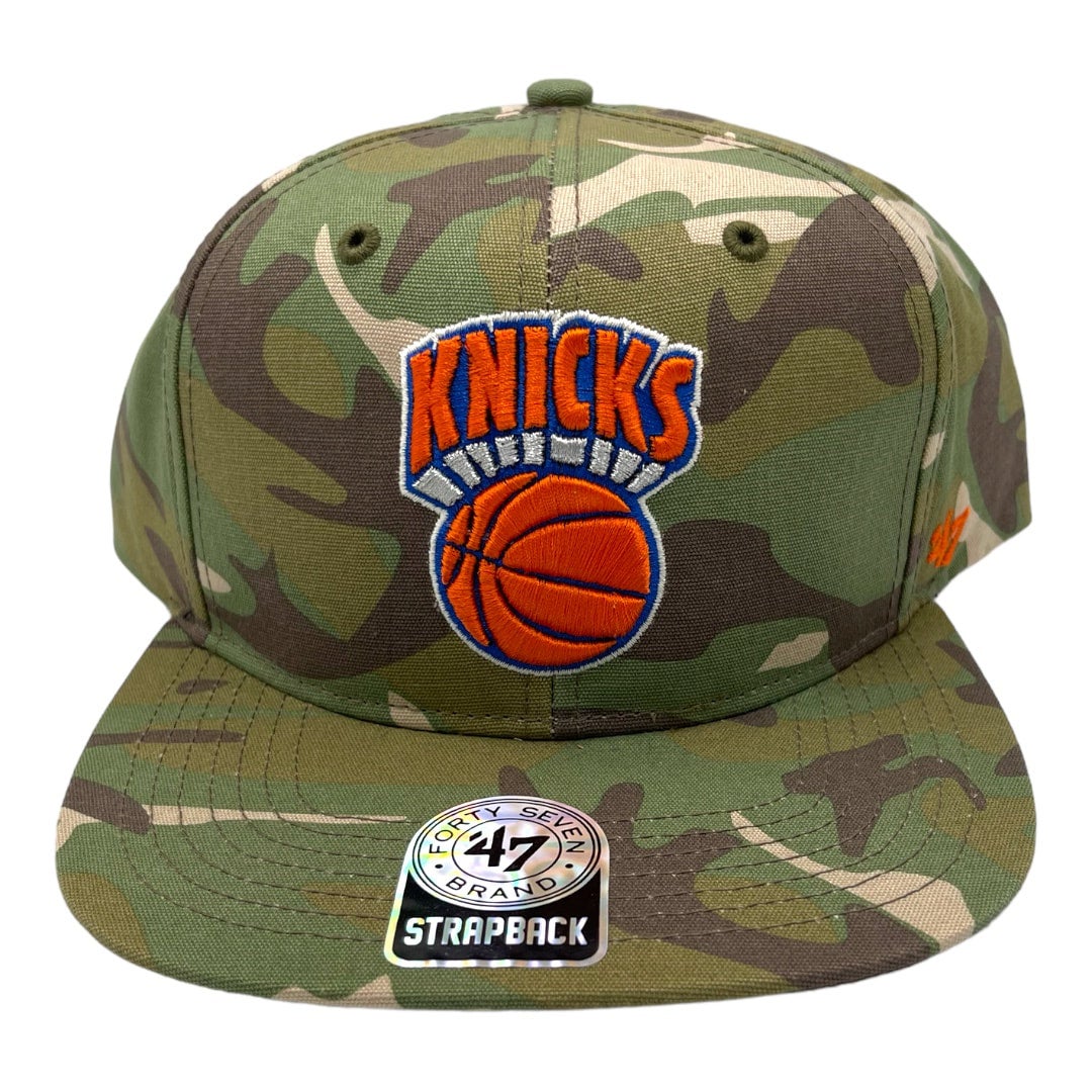 New York Knicks 47 Brand All Camo '47 Captain Strapback Hat My