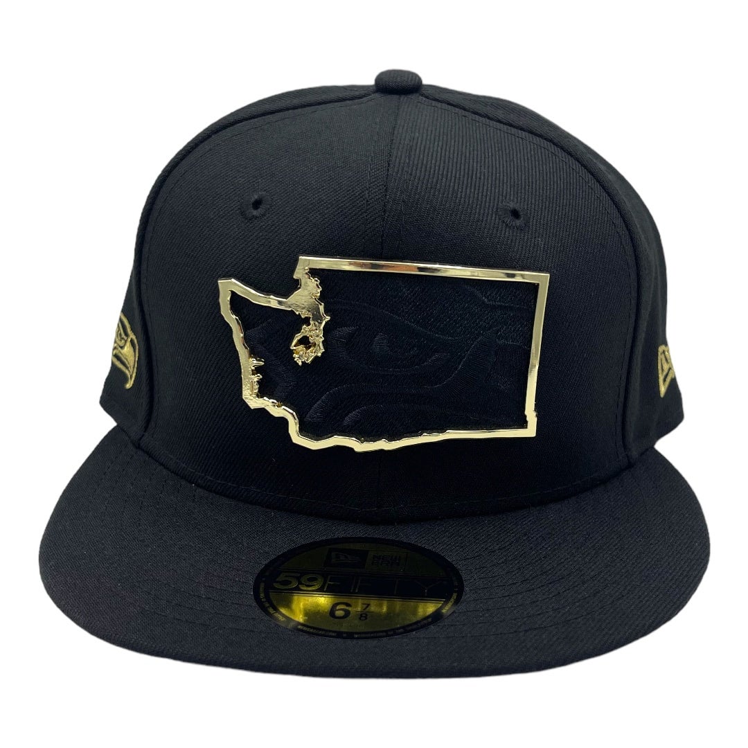 Seattle Seahawks New Era All Black With Metal State Gold  display picture 1