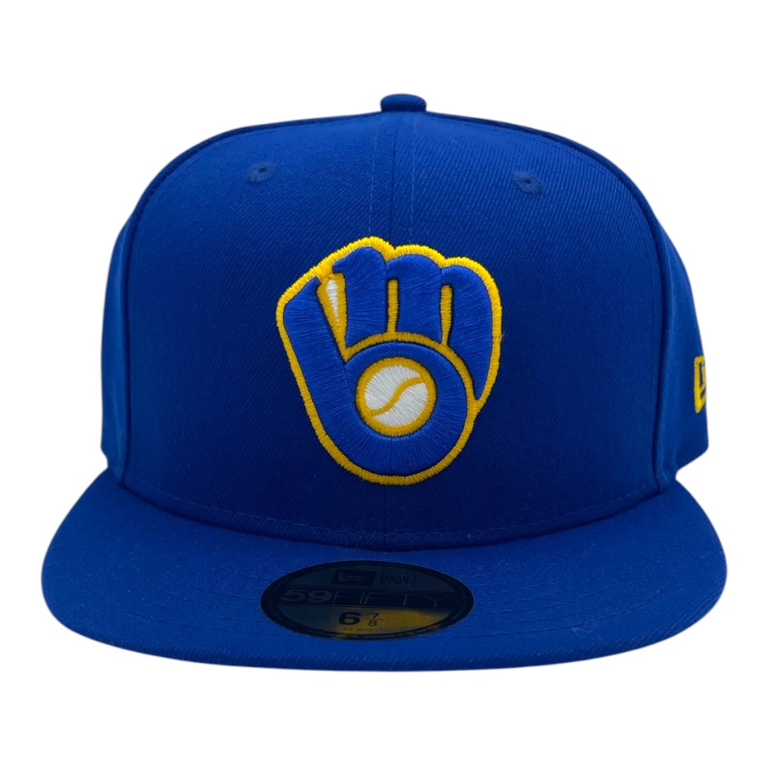 Casquette New Era 59Fifty Milwaukee Brewers - Taille 7 3/8 - Bleu Marine/or - Neuf