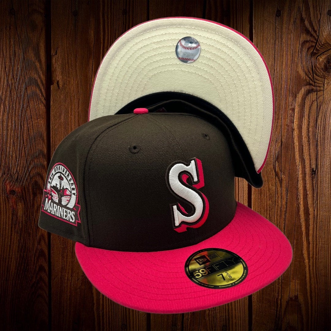 Brown Seattle Mariners Pink Bottom 30th Anniversary Side Patch New Era 59FIFTY Fitted 73/8