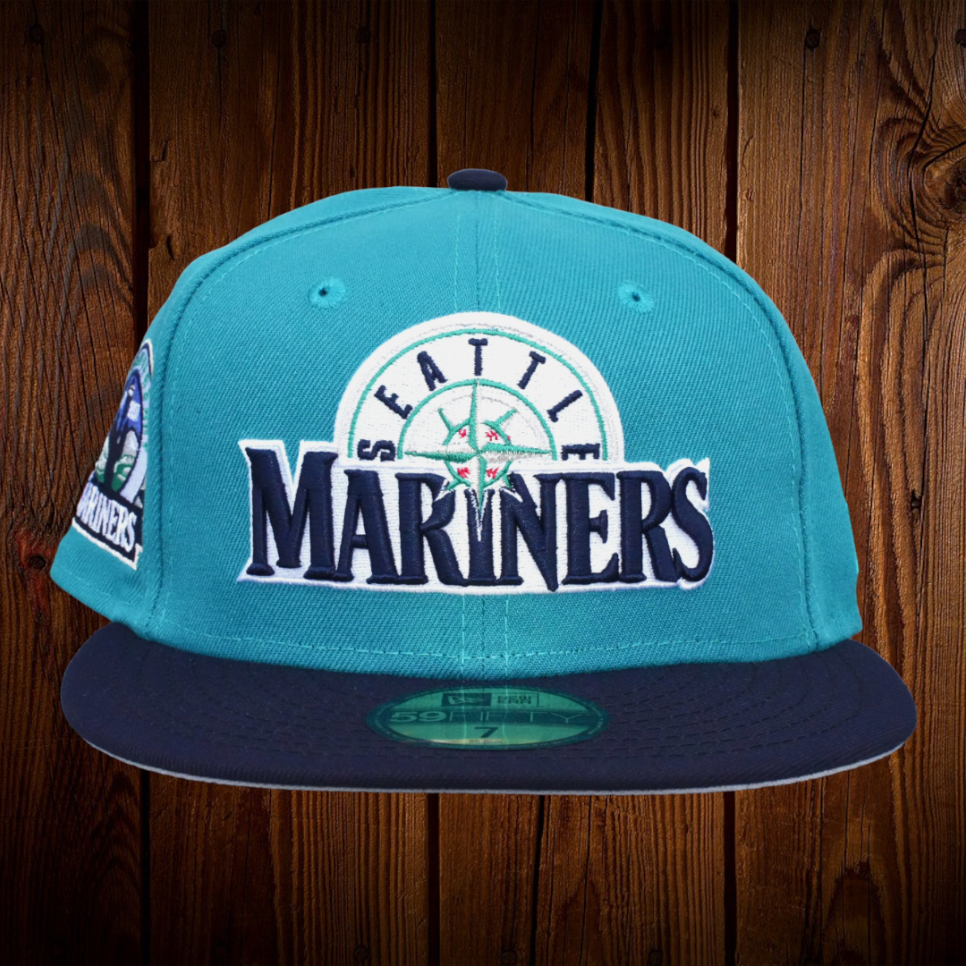 Seattle Mariners Marineros Aqua/Navy Bill And Gray Bottom With