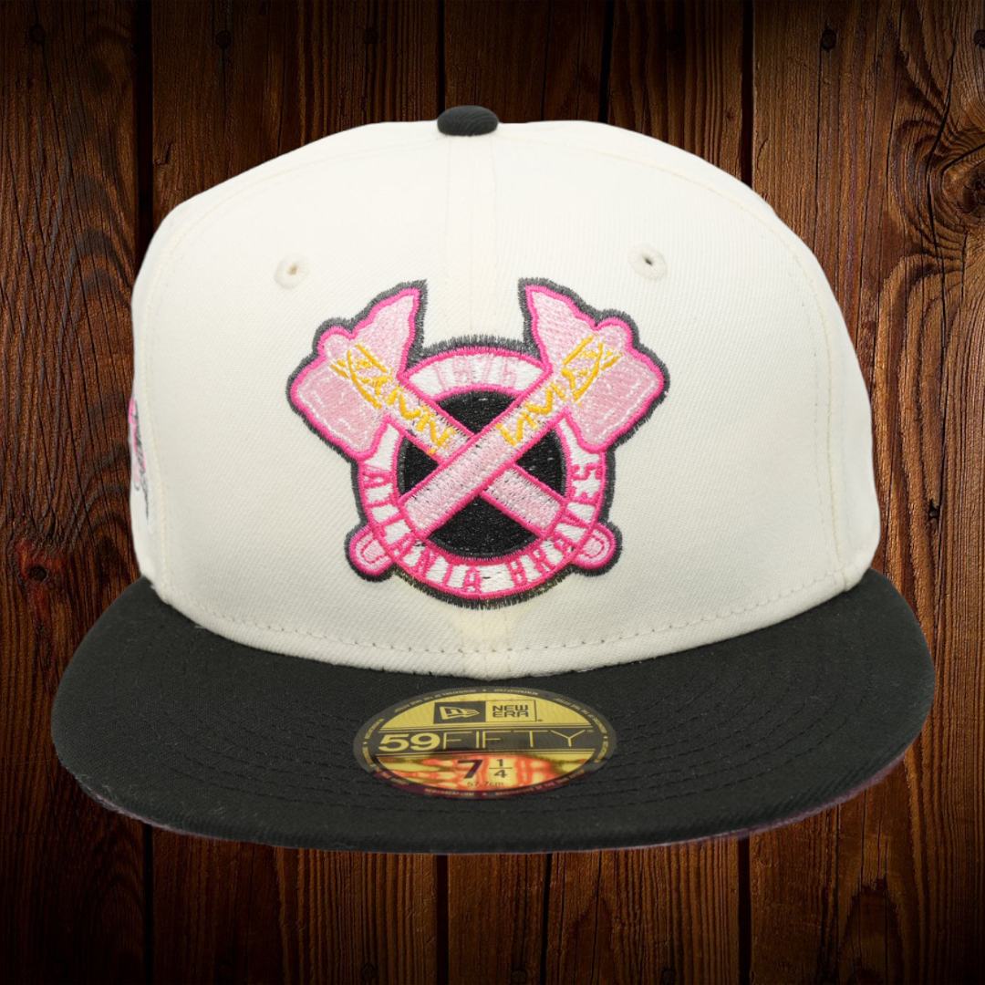 Atlanta Braves New Era Fitted Hat. 30th Anniversary side patch Pink Under  brim!