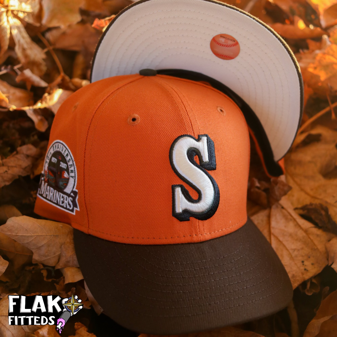 Orange Undervisor Fitted Hats, Orange Bottom Fitteds