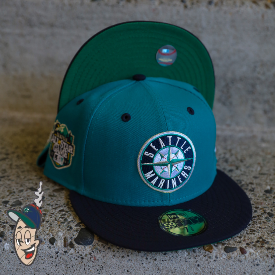 Seattle Mariners New Era Aqua/Navy Bill And Green Bottom With 2023 All-Star  Game Patch On Side 59FIFTY Fitted Hat