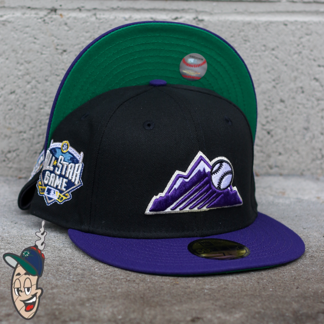 Colorado Rockies New Era Black/Purple Bill And Green Bottom With 2018  All-Star Game Patch On Side 59FIFTY Fitted Hat