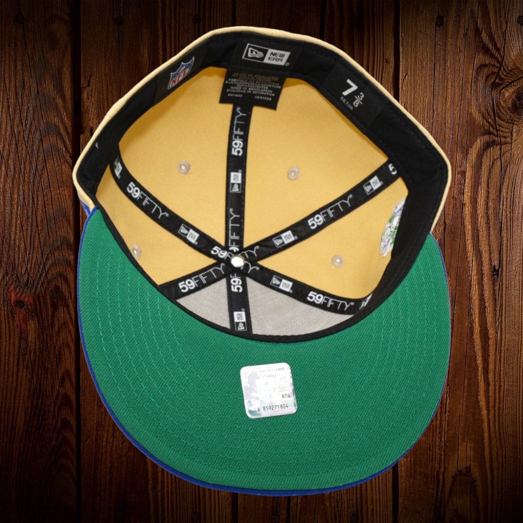 Las Vegas Raiders New Era Vegas Gold/Black Bill And Green Bottom With 50th  Anniversary Patch On Side 59FIFTY Fitted Hat