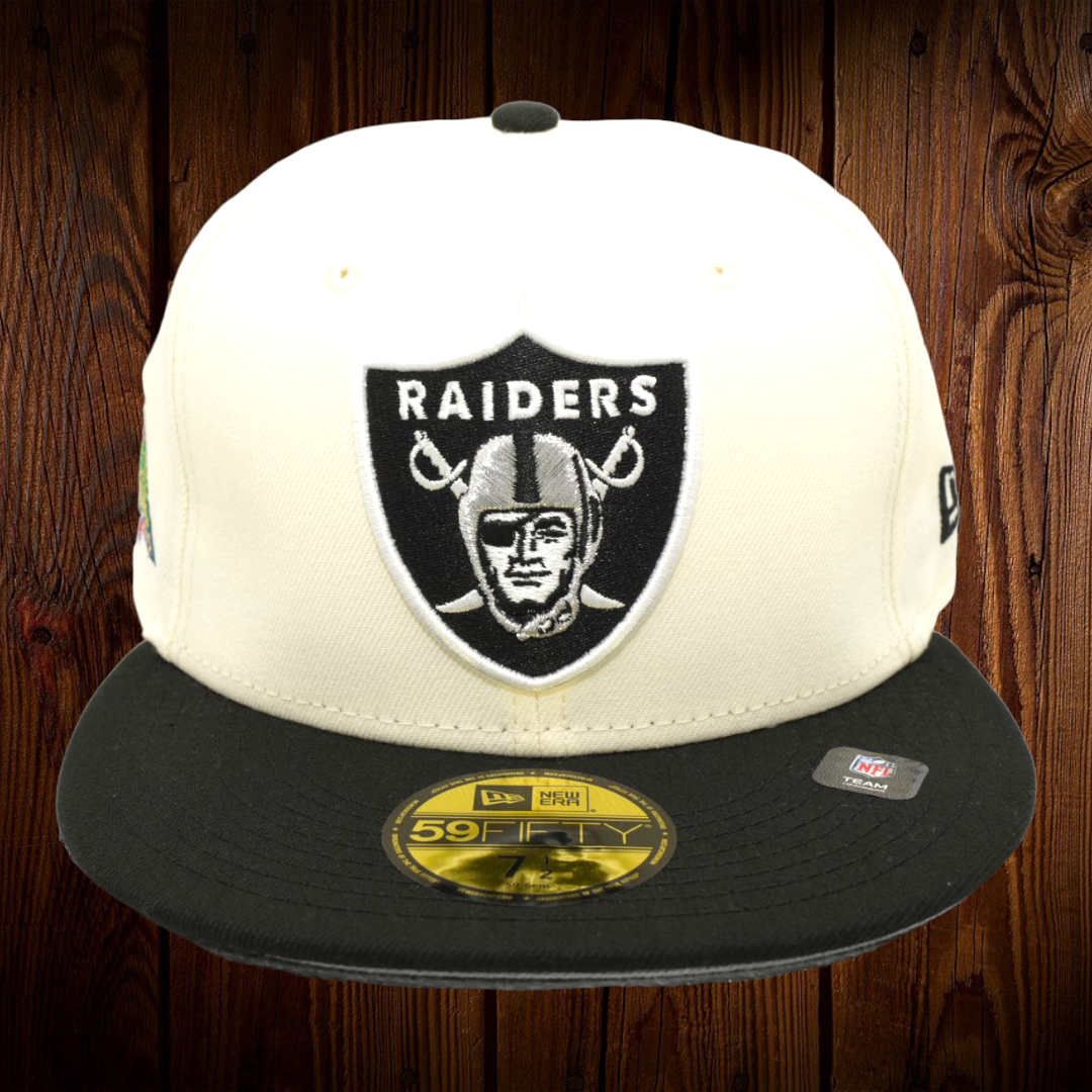 Las Vegas Raiders New Era Chrome White/Black Bill And Gray Bottom With Pro  Bowl 1995 Patch On Side 59FIFTY Fitted Hat