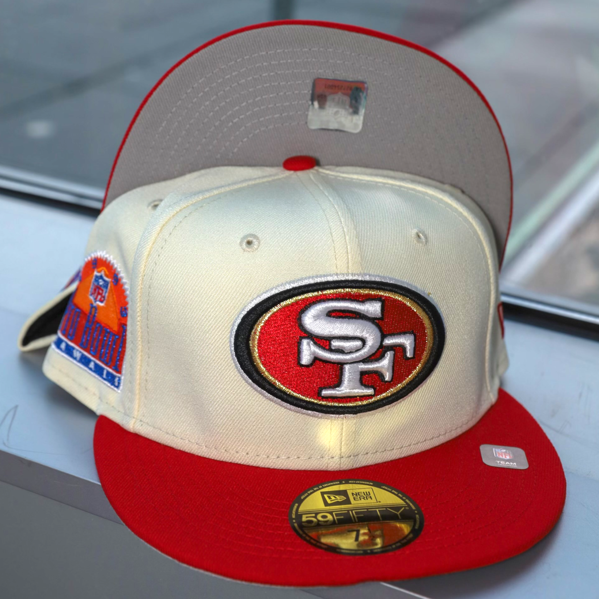 San Fransisco 49ers New Era Vegas Gold /Scarlet Bill And Green Bottom With  Super Bowl XXIX Patch On Side 59FIFTY Fitted Hat