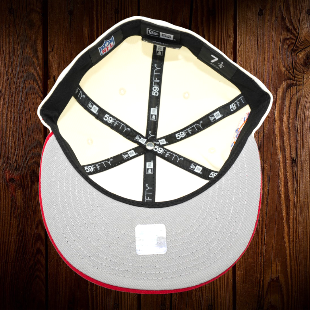 San Fransisco 49ers New Era Chrome White /Scarlet Bill And Gray Bottom With  Pro Bowl 1993 Patch On Side 59FIFTY Fitted Hat