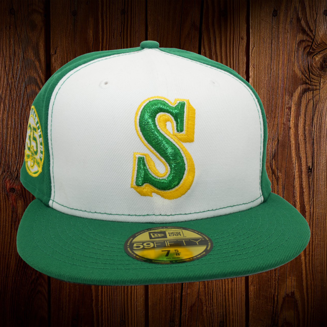 Kelly Green Seattle Mariners Gray Bottom 35th Anniversary Side Patch New Era 59FIFTY Fitted 8