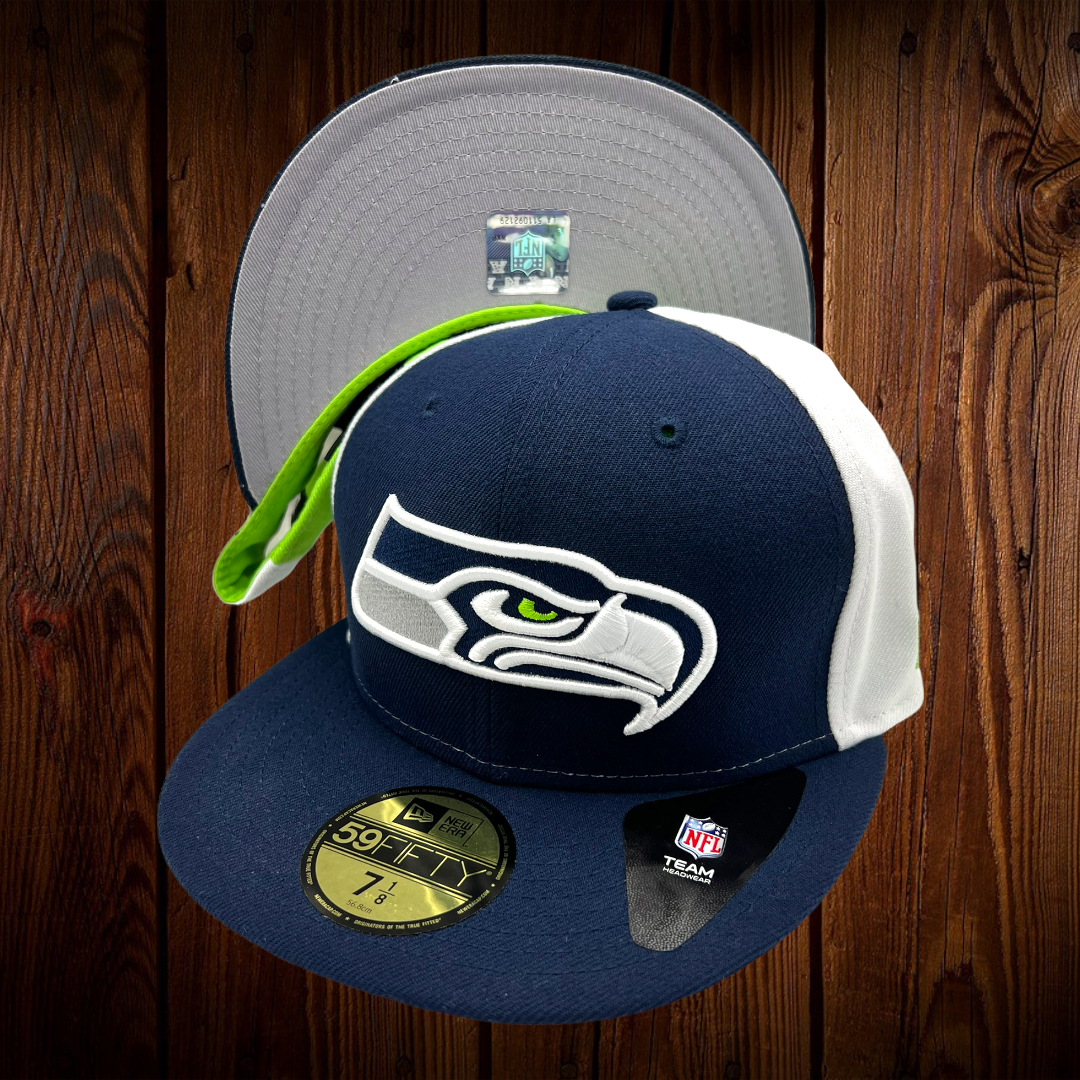 ~ New Era ~ Seattle Seahawks ~ 59Fifty Fitted Hat ~ Sz. 7 1/4 ~ Blue Gray  Green