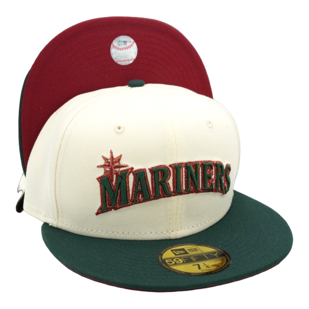 New Era 59FIFTY Seattle Mariners Fitted Hat Dark Green White