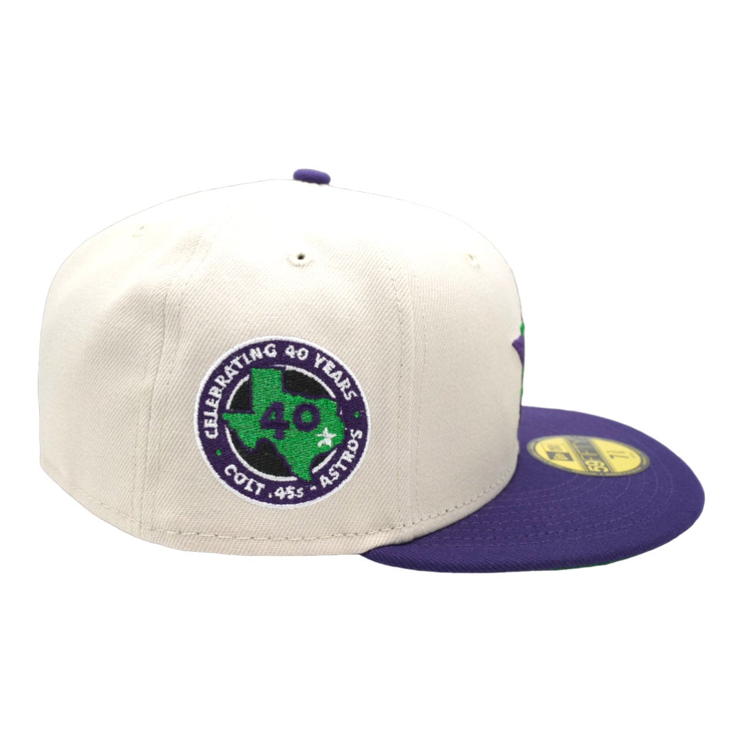 Off White Houston Astros Lavender Visor Gray Bottom 45th Anniversary Side Patch New Era 59FIFTY Fitted 8