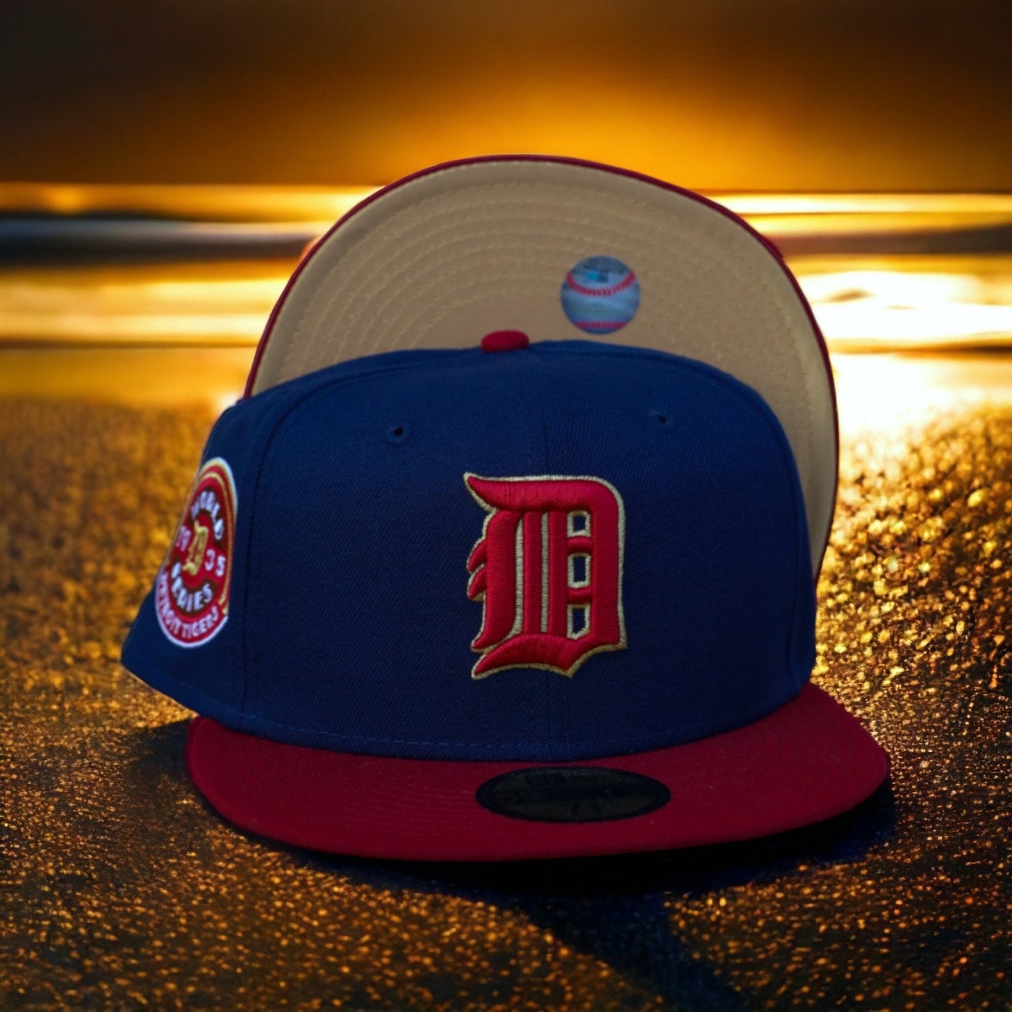Detroit Tigers New Era Navy /Cardinal Red Bill And Gold Bottom With 1935  World Series Patch On Side 59FIFTY Fitted Hat