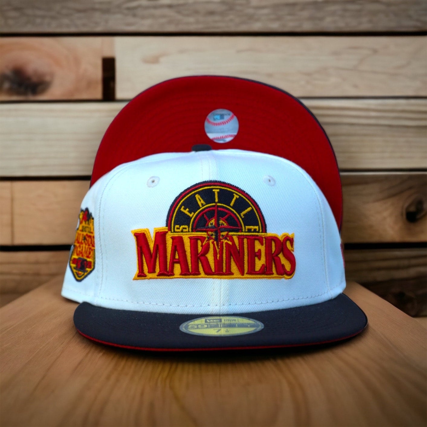 Seattle Mariners New Era White Logo 59FIFTY Fitted Hat - Red