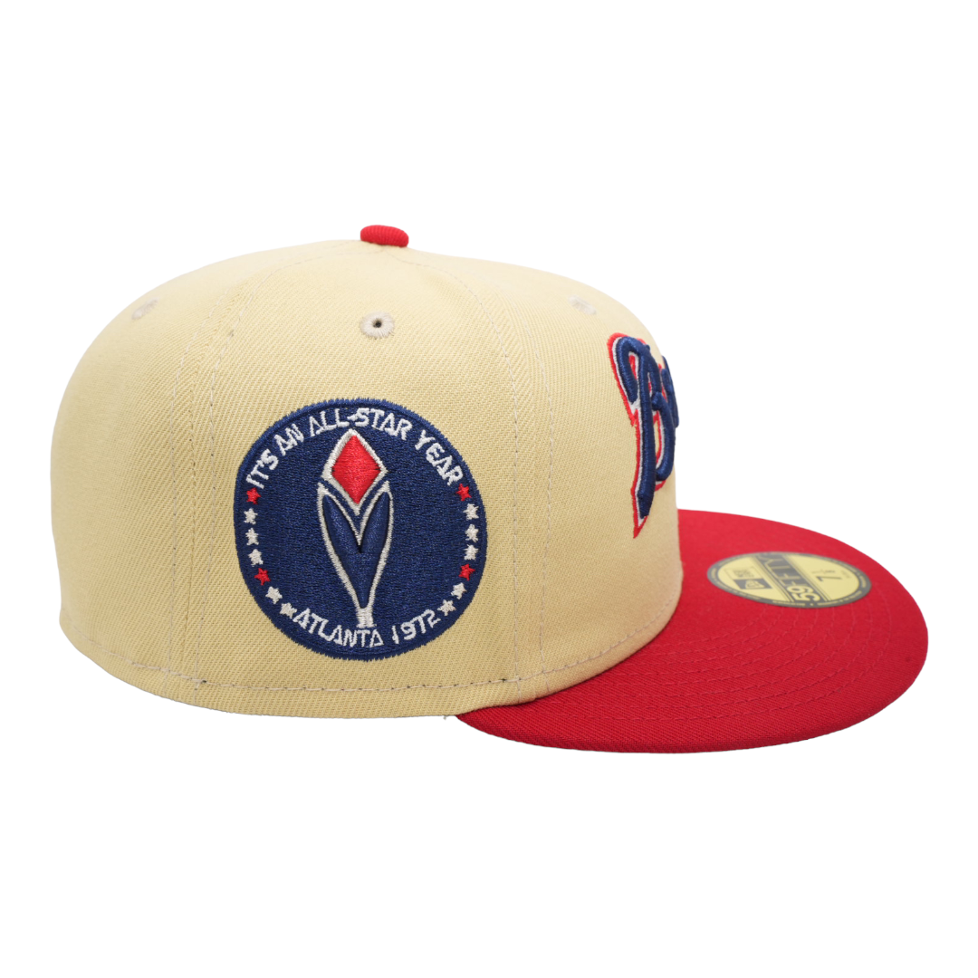 Atlanta Braves New Era Vegas Gold/Scarlet Red Bill And Green Bottom With  1972 All Star Patch On Side 59FIFTY Fitted Hat