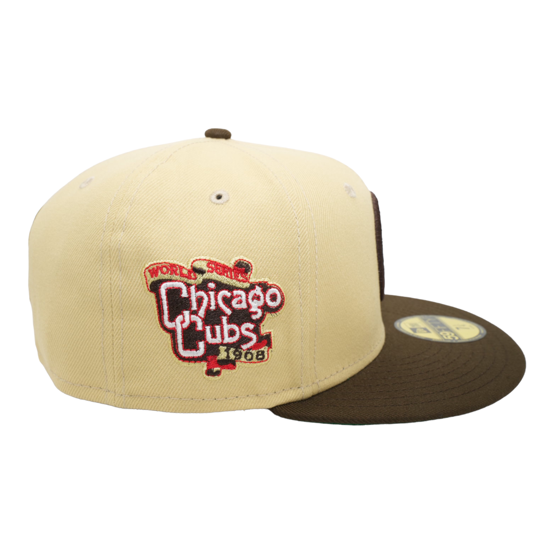 Chicago Cubs New Era Vegas Gold/Walnut Bill And Green Bottom With 1908  World Series Patch On Side 59FIFTY Fitted Hat