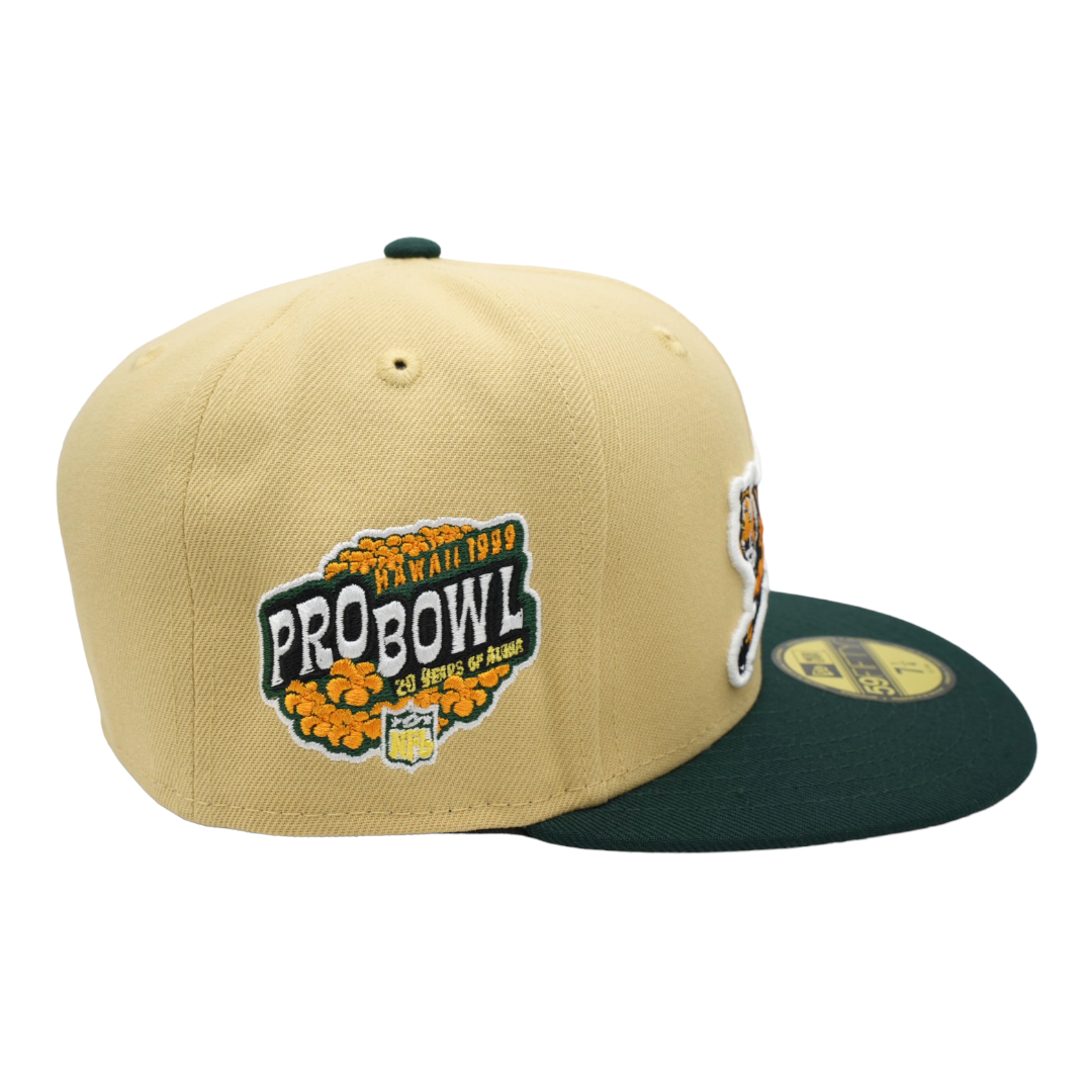 Cincinnati Bengals New Era Vegas Gold/DK Green Bill And Gray Bottom With  1999 Pro Bowl Patch On Side 59FIFTY Fitted Hat