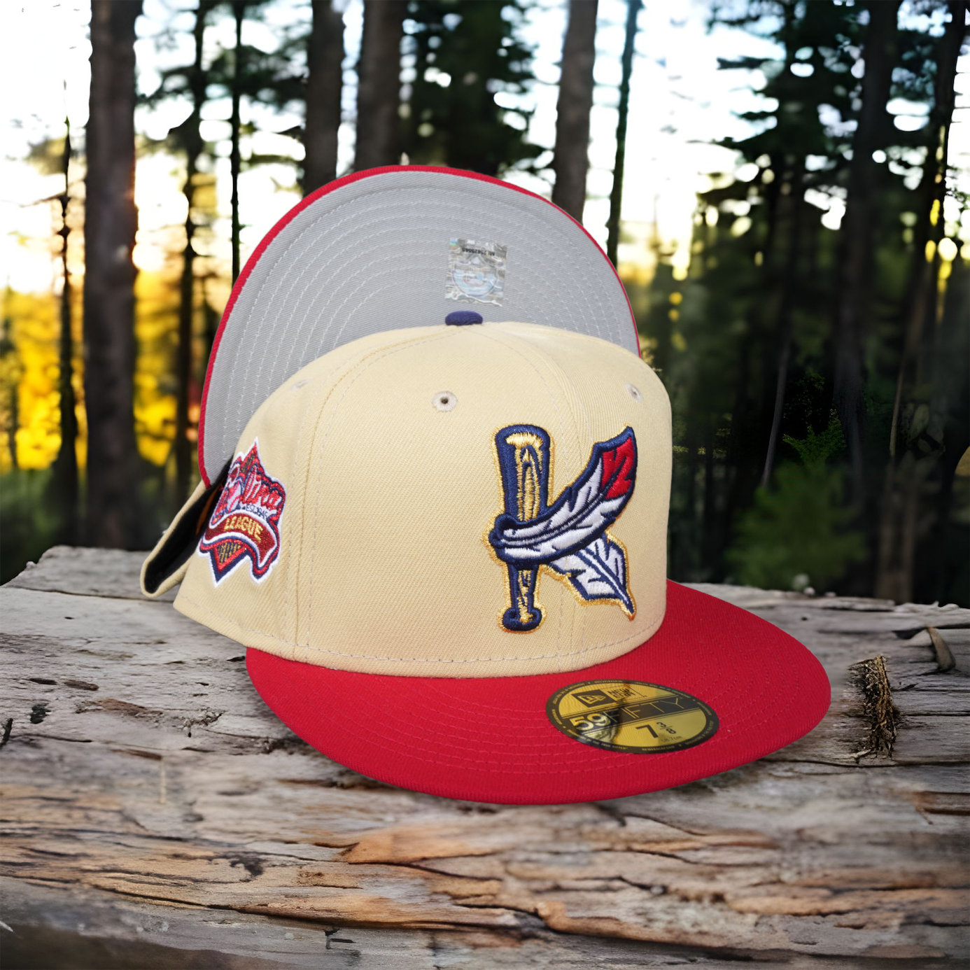 Kinston Indians New Era Vegas Gold/Red Bill And Gray Bottom With Carolina  League Patch On Side 59FIFTY Fitted Hat