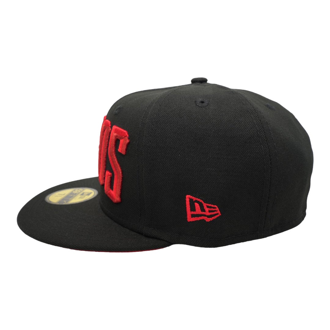 Toros de Tijuana New Era All Black And Red Bottom 59FIFTY Fitted