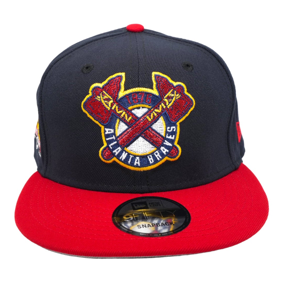 Atlanta Baseball Hat Navy Scarlet Tomahawk New Era 59FIFTY Fitted Navy | Scarlet / Scarlet | Navy | Manila / 7 1/8