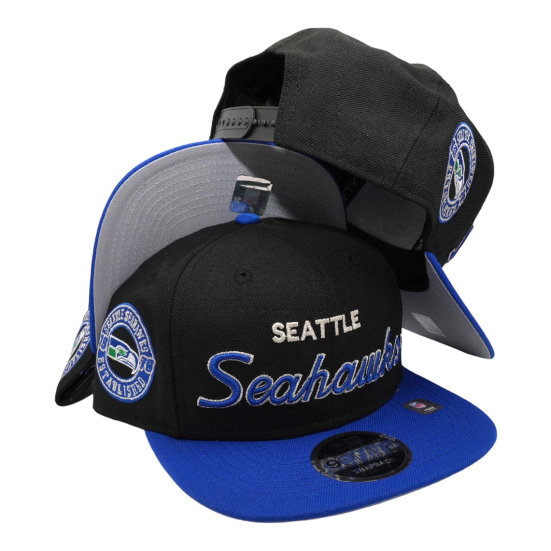 Men's New Era Royal Seattle Seahawks Main Script 9FIFTY Snapback Hat