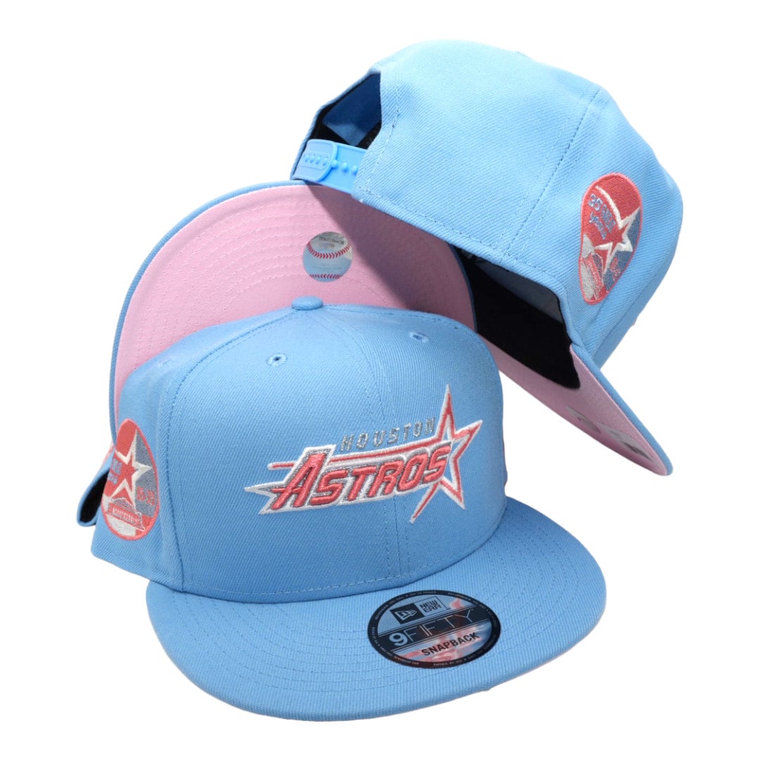 Houston Astros New Era All Sky Blue/Pink Bottom With 35th Anniversary Patch  On Side 9FIFTY Adjustable SnapBack Hat