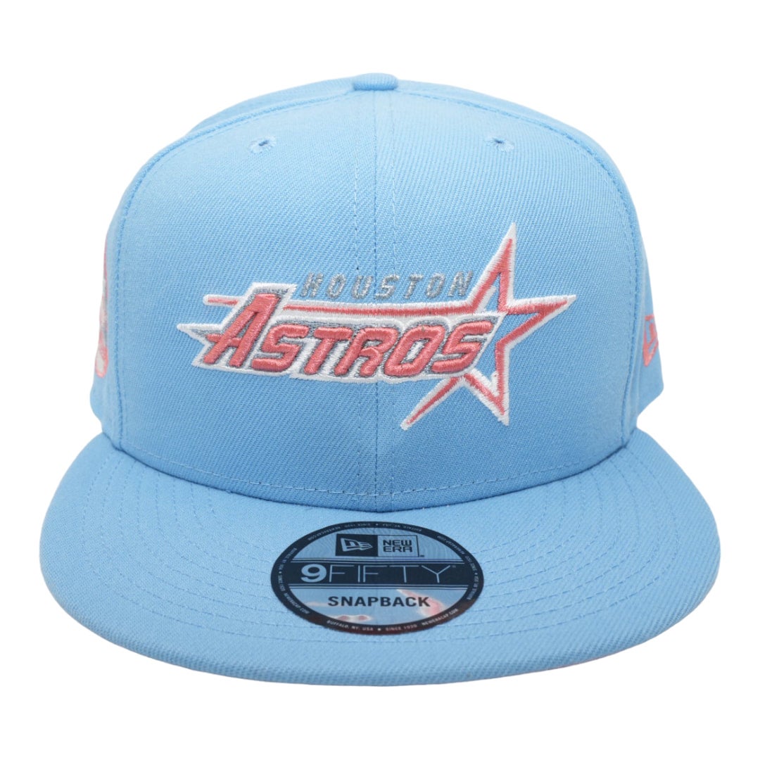 Houston Astros New Era All Sky Blue/Pink Bottom With 35th Anniversary Patch  On Side 9FIFTY Adjustable SnapBack Hat