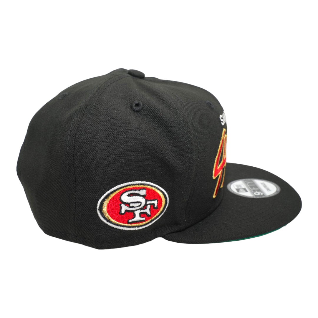 San Francisco 49ers New Era Script Black/Kelly Green Bottom and 49ers Side  Patch On Side 9FIFTY Adjustable Snapback Hat