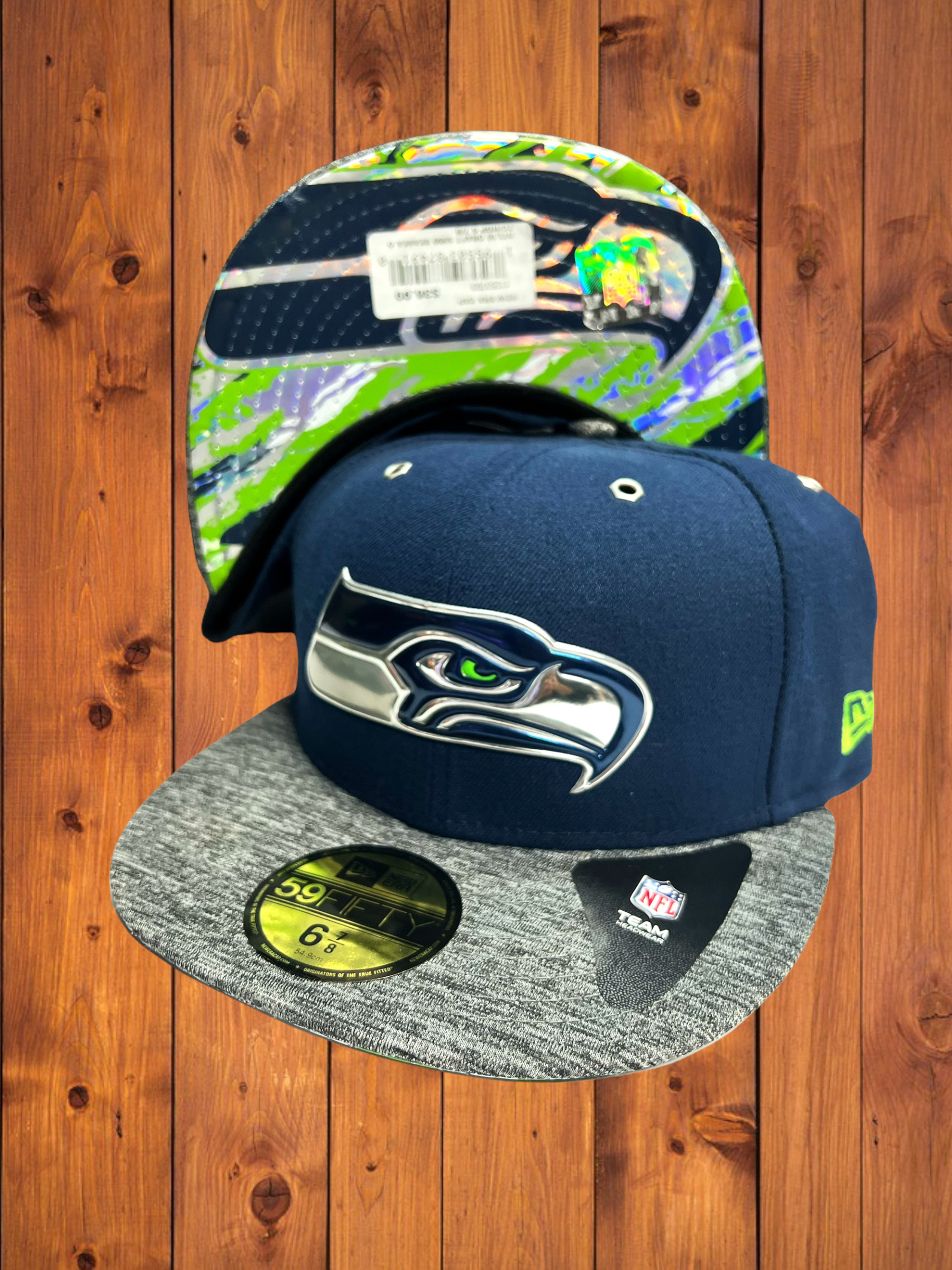 Seattle Seahawks New Era Black On Black PU Leather Bill 59FIFTY