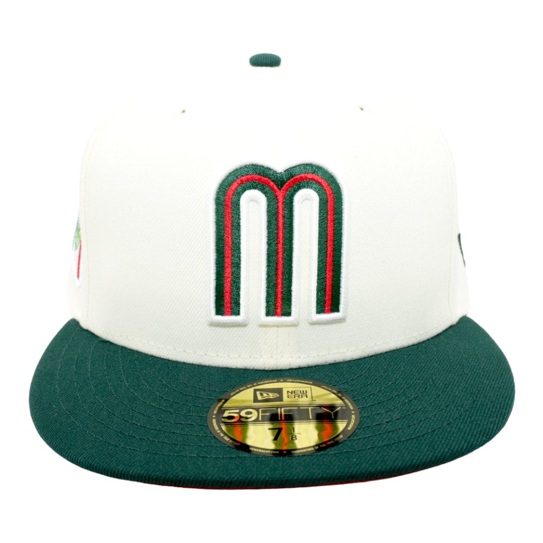 Off White Mexico Red Visor Green Bottom 2023 World Baseball Classic New Era 59FIFTY Fitted 8