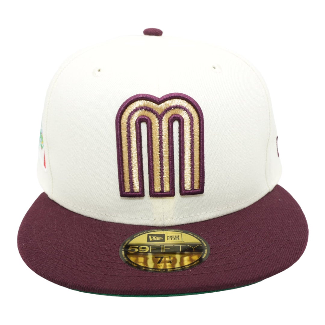 Mexico New Era 59FIFTY World Baseball Classic 2-Tone Maroon/Chrome Fitted Hat 71/2