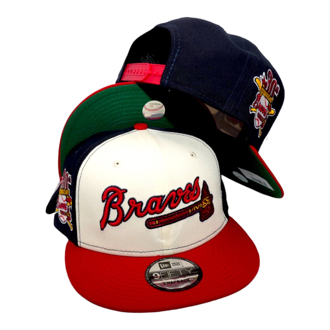 Atlanta Braves New Era Jersey Pack Chrome White And Navy/Red Bill And Kelly  Green Bottom With 30th Anniversary Patch On Side 9FIFTY Adjustable  Snapbacks Hat