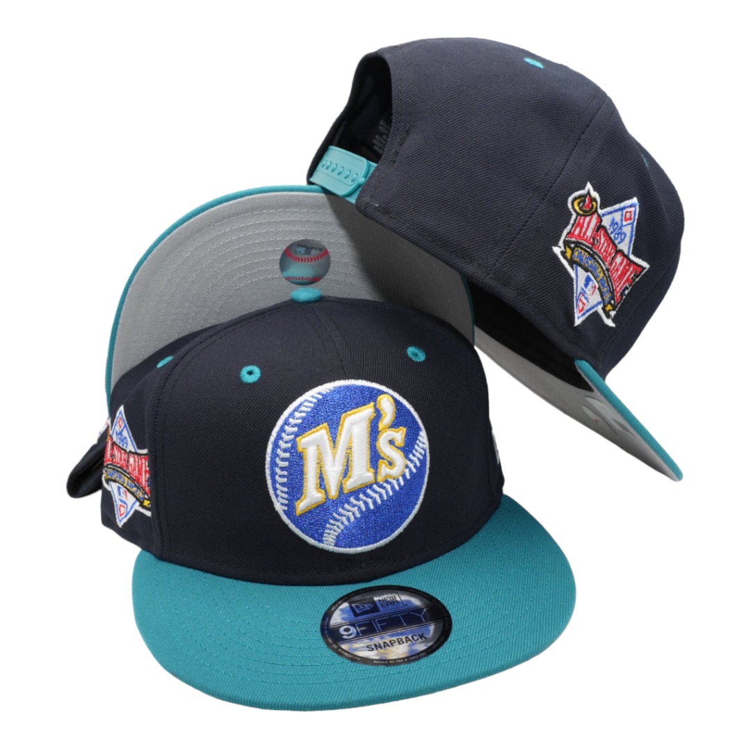 Seattle Mariners Marineros Aqua/Navy Bill And Gray Bottom With