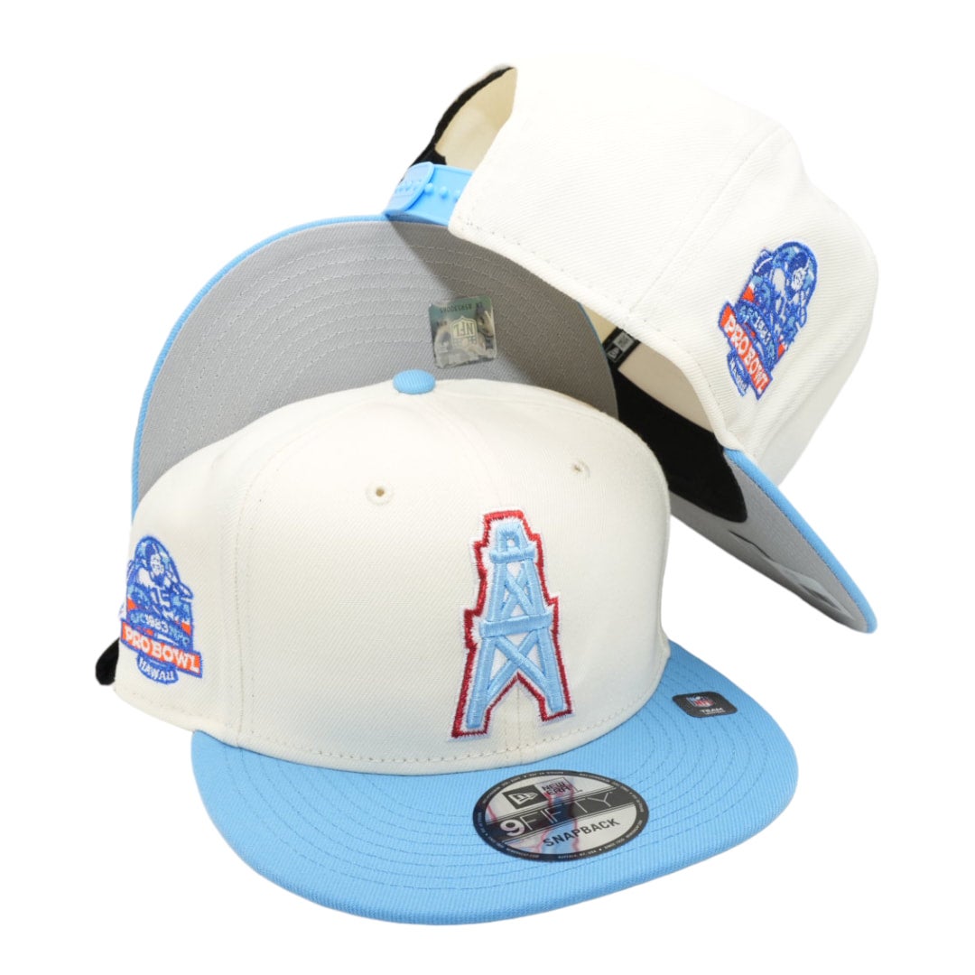 Houston Oilers PB 1986 MESH-BACK SIDE-PATCH Sky-White Fitted Hat