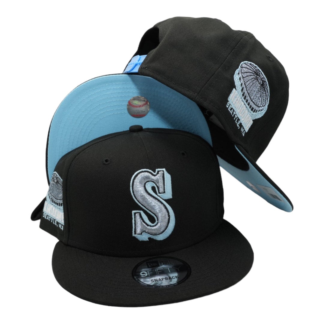 Seattle Seahawks New Era Black/Sky Blue Bottom 9FIFTY Adjustable Snapback  Hat