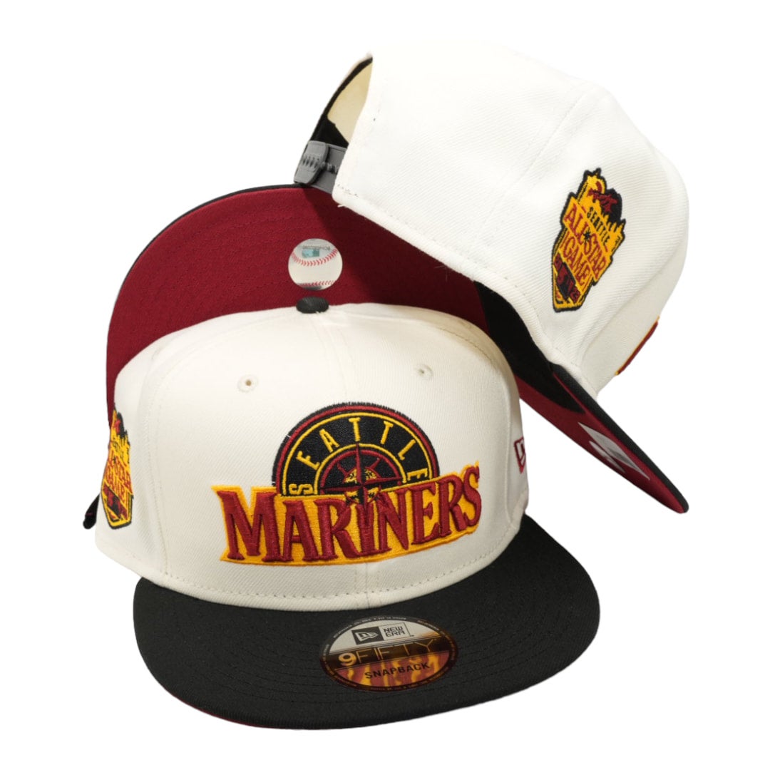 Seattle Mariners New Era Chrome White/Black Bill And Pink Bottom With All  Star Game 2023 Patch On Side 9FIFTY Adjustable Snapbacks Hat