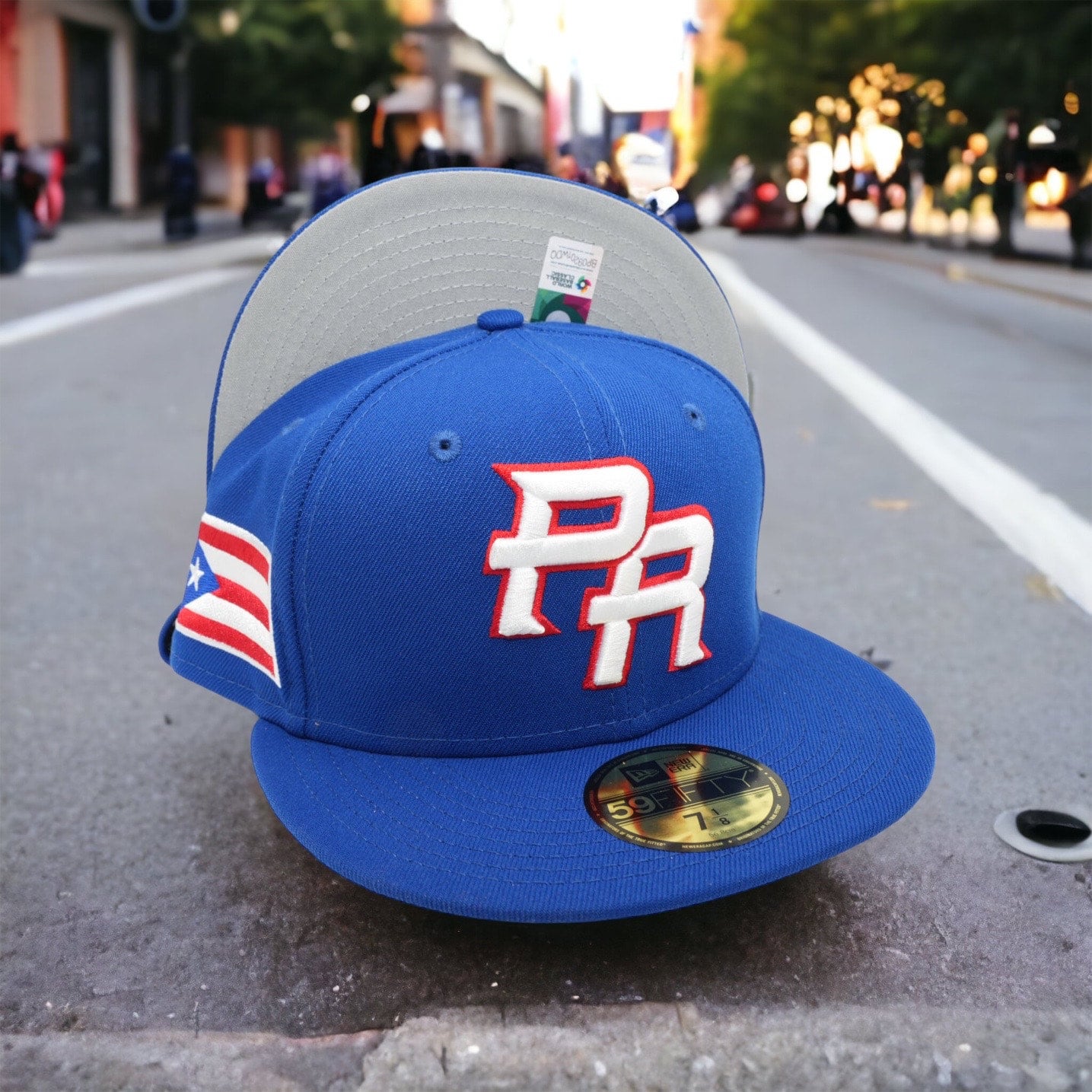 WBC Puerto Rico New Era All Royal Blue And Gray Bottom With Puerto Rico  Patch On Side 59FIFTY Fitted Hat