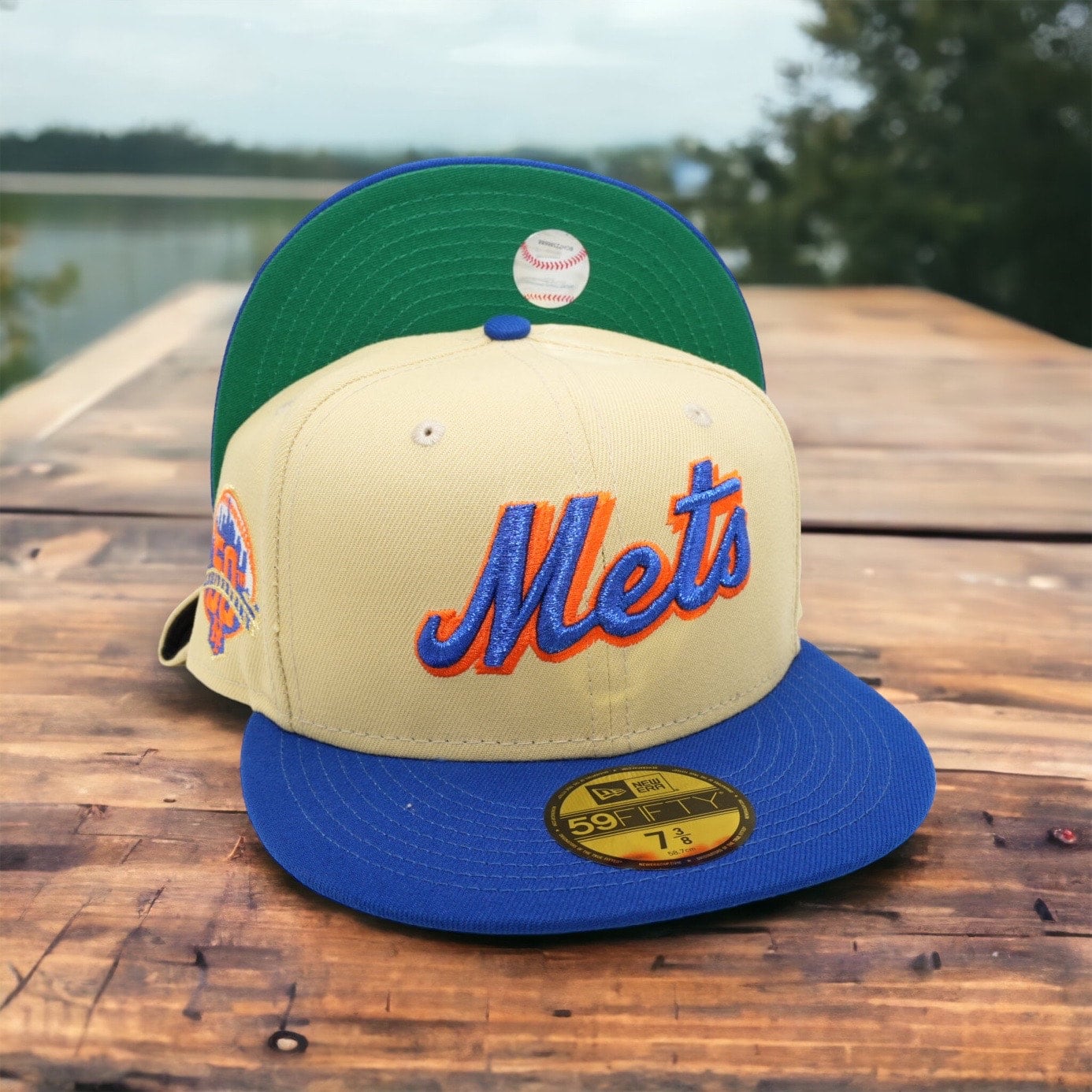 Men's New Era White/Royal York Mets State 59FIFTY Fitted Hat