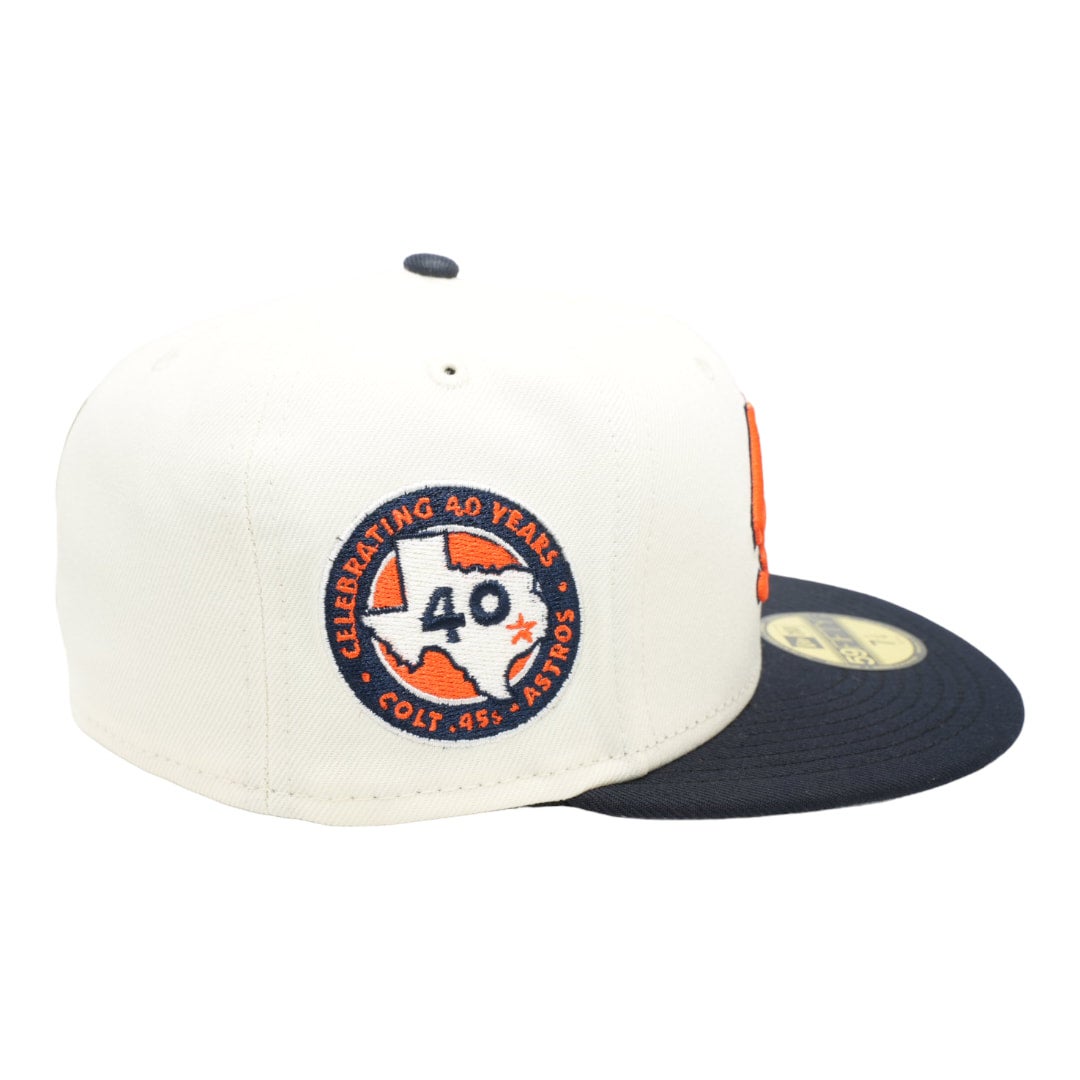 Houston Colt .45s New Era Chrome White/Navy Bill and Gray Bottom With  Celebrating 40 Years Colt .45s Patch On Side 59FIFTY Fitted Hat