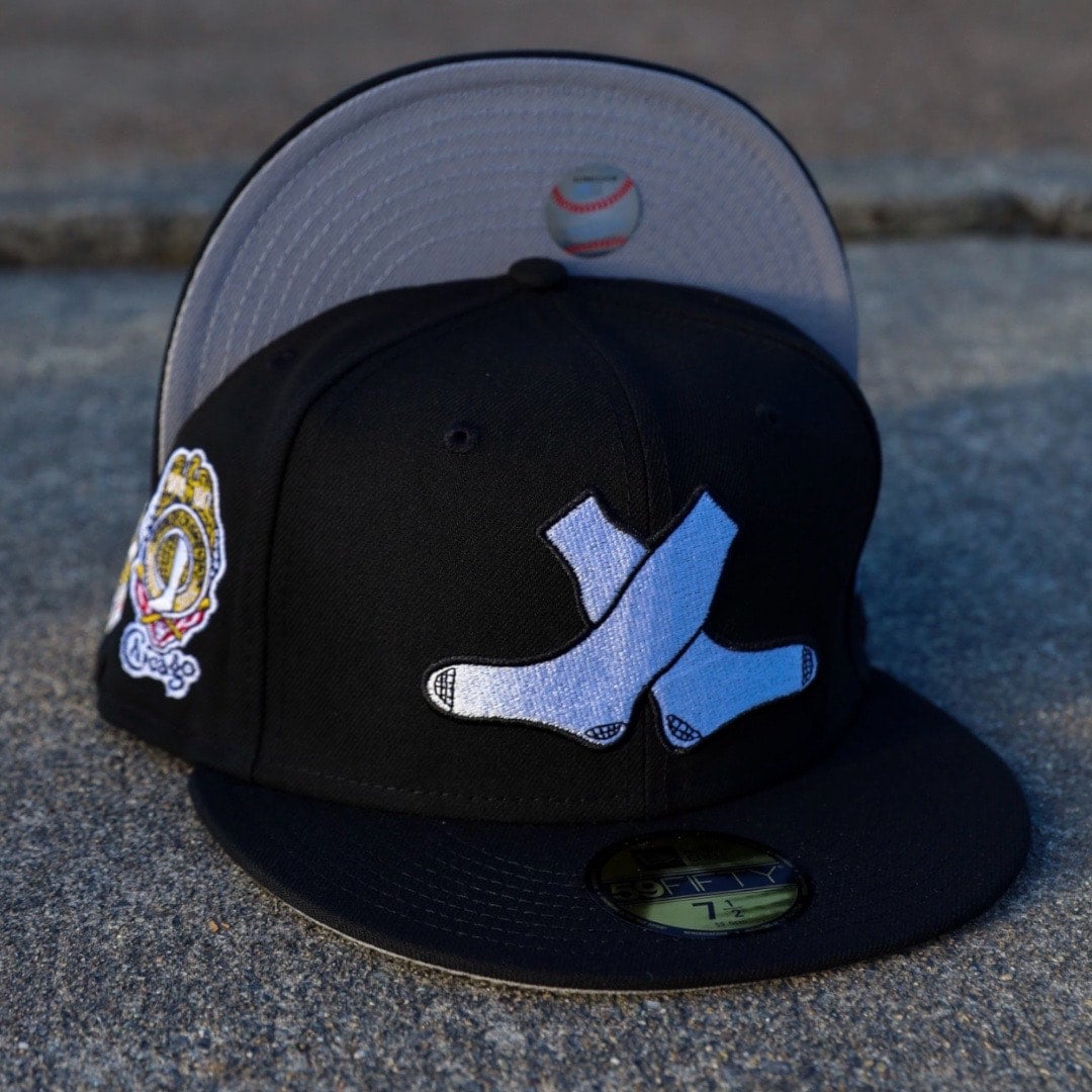 Chicago White Sox New Era Custom 59FIFTY Black Logo Sweatband Fitted Hat, 7 3/4 / Black