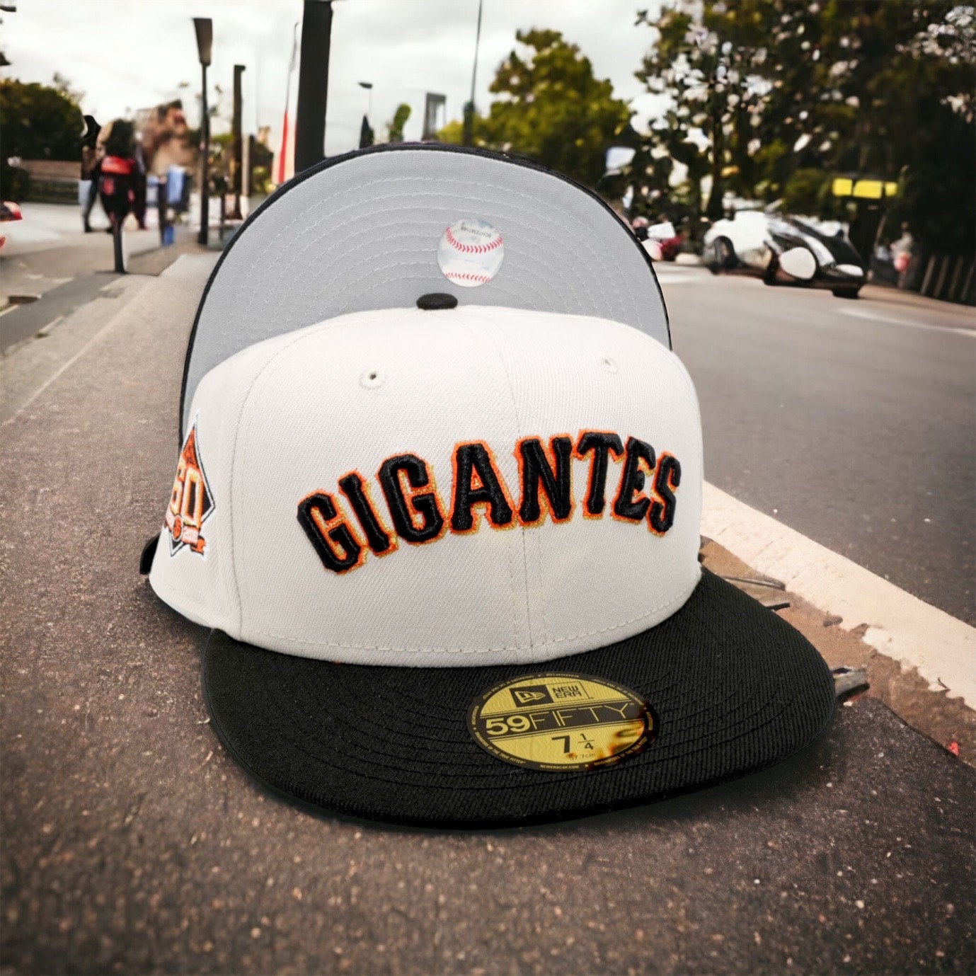 San Francisco Giants New Era Gigantes Stone/Black Bill And Gray Bottom  With 60TH Anniversary Patch On Side 59FIFTY Fitted Hat