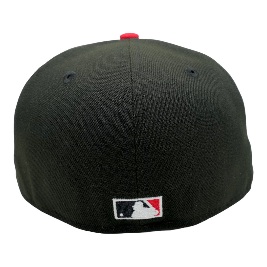 Cincinnati Reds New Era Los Rojos Black/Red Bill And Gray Bottom With  2002 Stadium Patch On Side 59FIFTY Fitted Hat