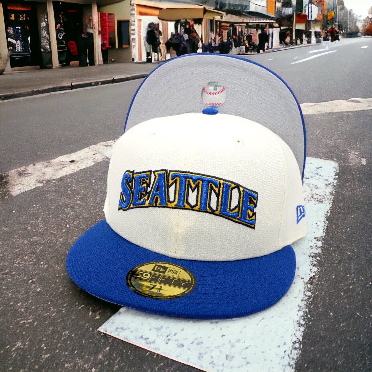 New Era - MLB White fitted Cap - Seattle Mariners Cookie 59FIFTY Cream Fitted @ Fitted World By Hatstore