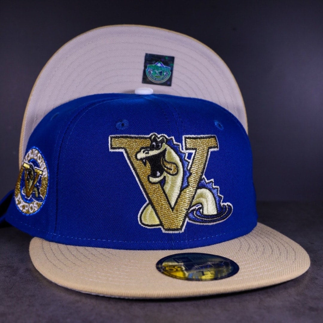 Vermont expos new era royal blue vegas gold bill and gray bottom with