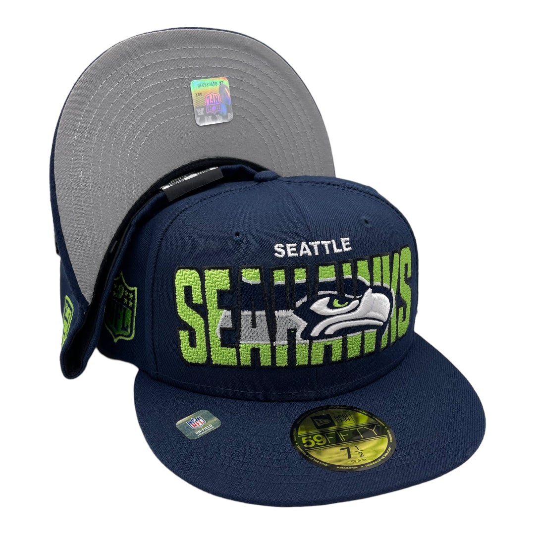 Seattle Seahawks New Era Stone/Navy Bill 2023 NFL Draft 59FIFTY Fitted Hat